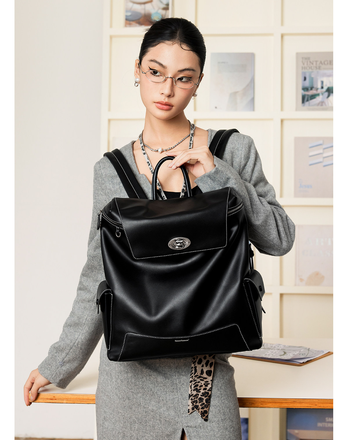 SmoSmos Flap-Top Backpack Fits 16-Inch Laptop