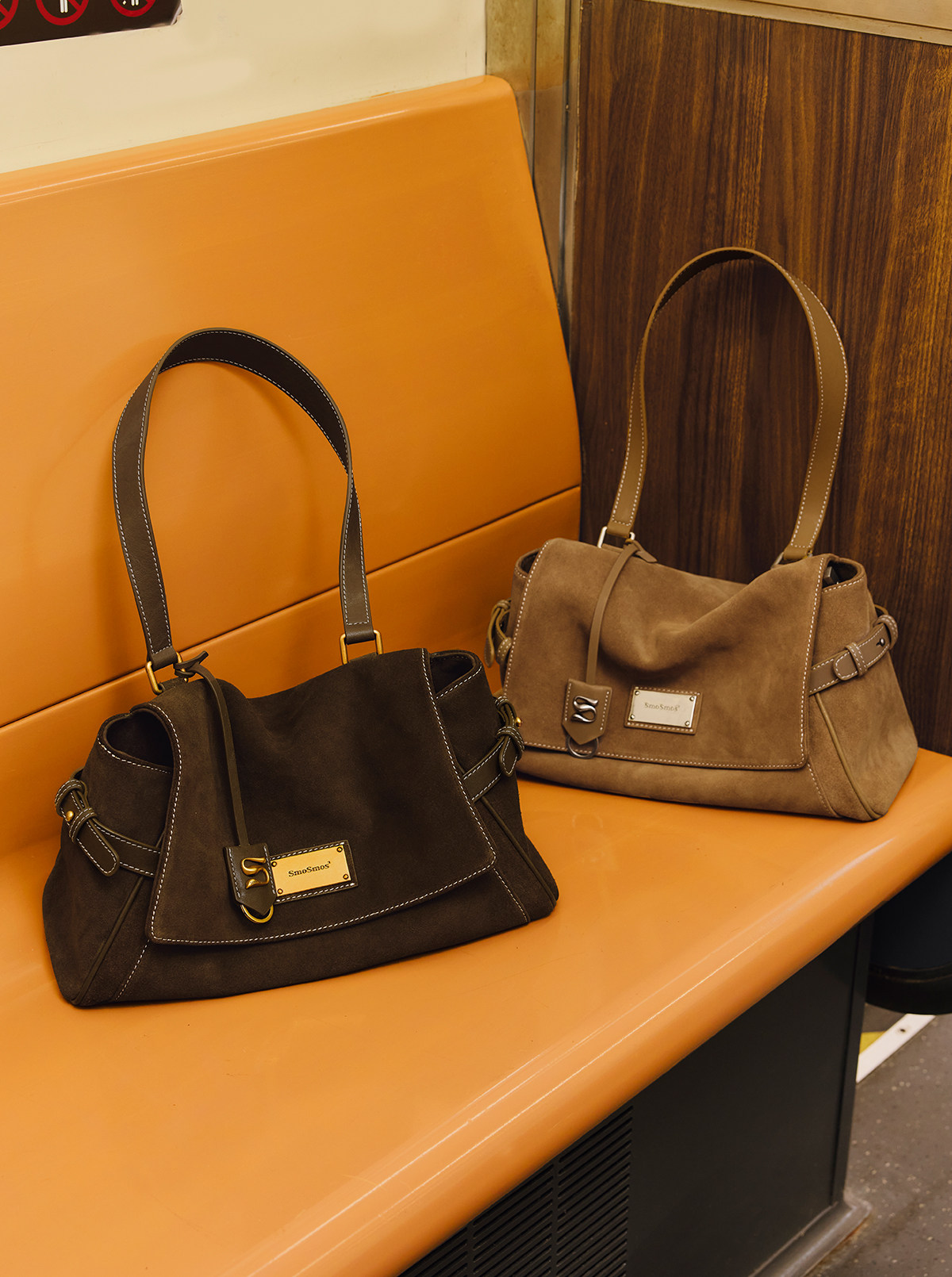 SmoSmos Mocha Suede Flap-Top Shoulder Bag