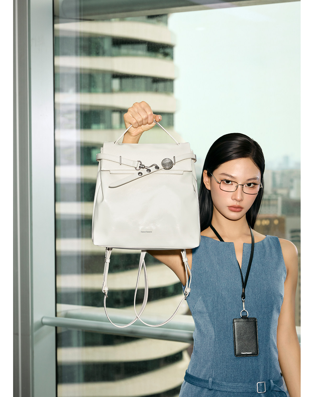 SmoSmos Pearl White Faux Leather Backpack