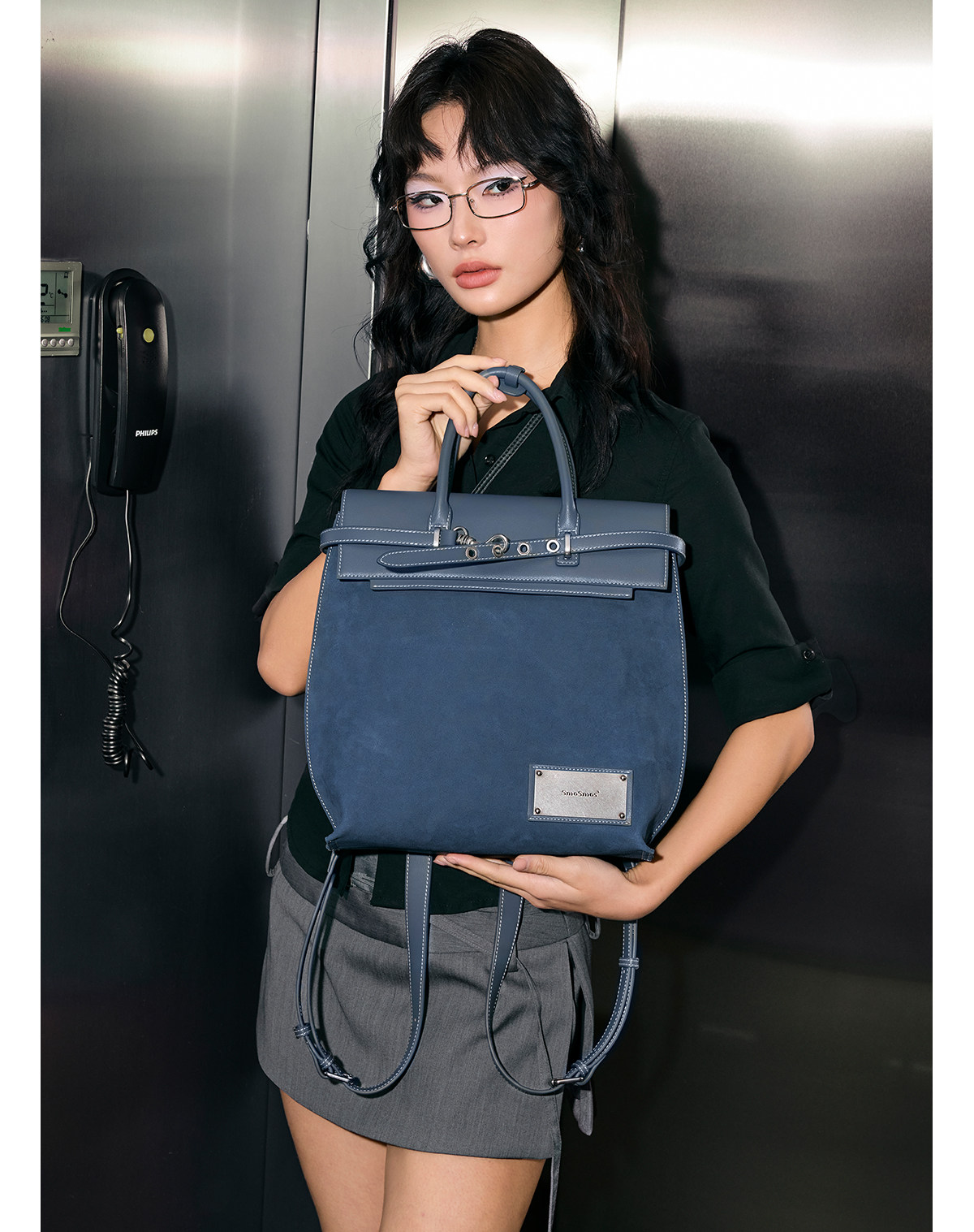 SmoSmos Deep Sea Blue Suede Leather Backpack