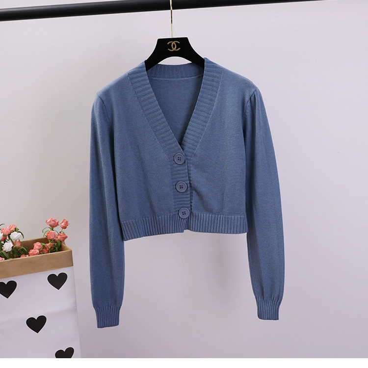 Mùa thu đông mới áo khoác cardigan cổ chữ V mới đơn nữ 2018 phiên bản hàn quốc của áo len mỏng ngắn hoang dã