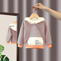 Childrens autumn clothing stripe Lianhood Han version Mens children Pure cotton Bed undershirt Loose Baby Long Sleeve Baby Clothes