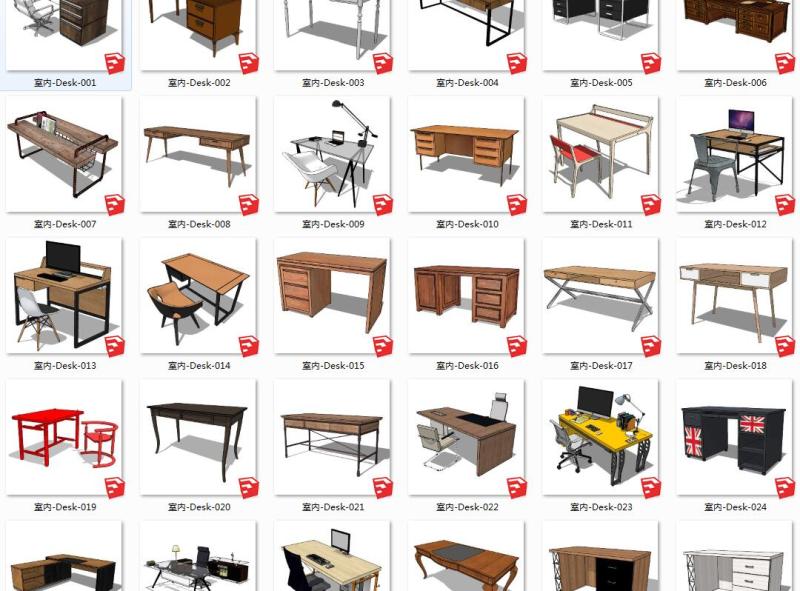 sketchup modern tooling home decoration interior design study desk office computer table and chair component su model