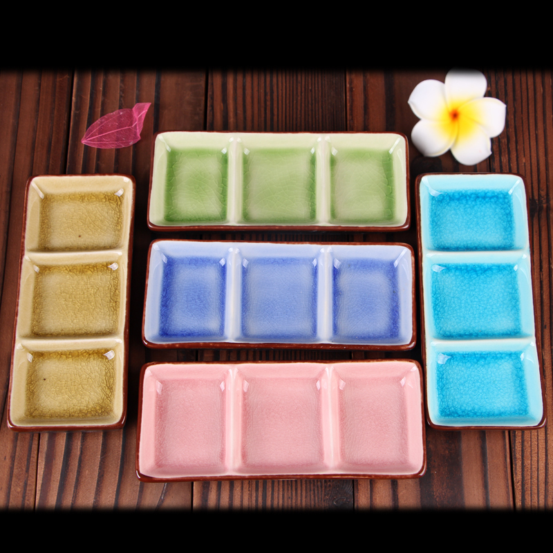 Ice Cracking glazed Dish Essential Oils Disc Dish Spa Beauty Salon Supplies Three-to-Disc Dispensing Saucer Essential Oils
