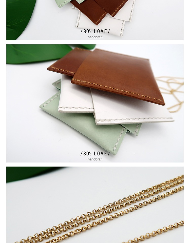 Handmade đầu tiên lớp da bò mạ vàng chuỗi chủ thẻ ví đựng thẻ atm nam hà nội