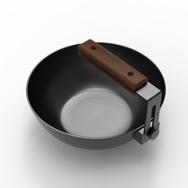 muyouwu outdoor camping nitriding iron pan detachable folding handle portable cover pan hot pot dry pot hanging pan steam