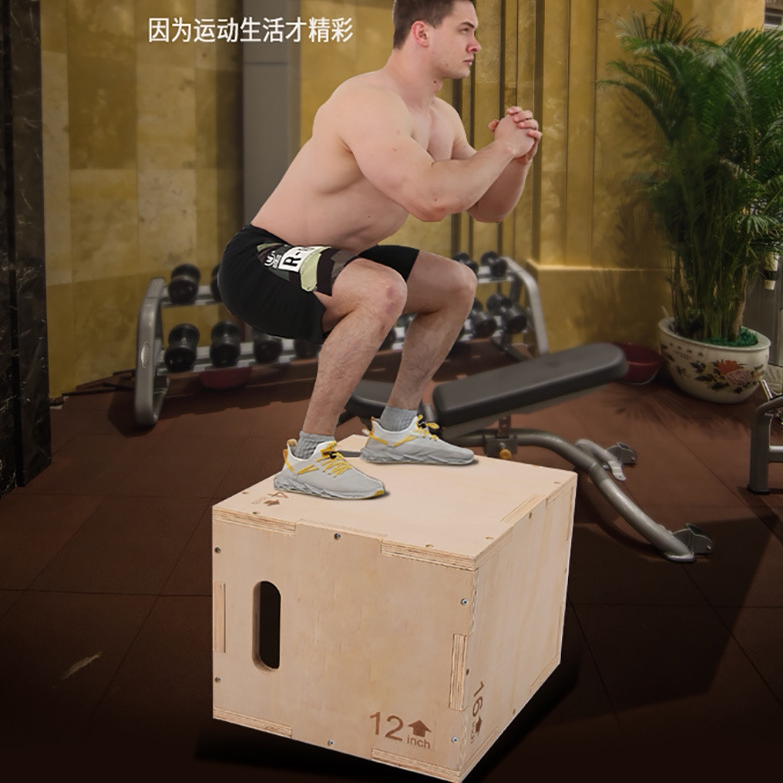 Fitness Equipment Wooden Jump Box Bounce Training Jump Stool Non-Slip Three-In-One Comprehensive Physical Training Box Box-Style Jump