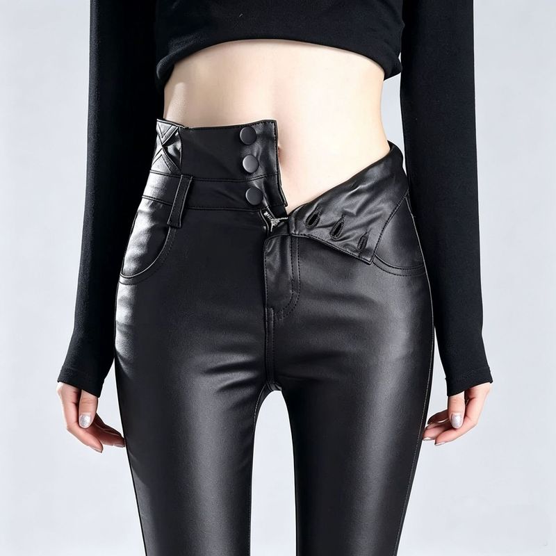Trendy Brand Leather Pants for Women, 2026 New Style, Slim-Fit Pants for Women, Paired with Boots, Autumn and Winter, Fleece-Lined, Matte, Tight-Fitting Leggings for Outerwear Trendy Brand Leather Pants for Women, 2026 New Style, Slim-Fit Pants for Women, Paired with Boots, Autumn and Winter, Fleece-Lined, Matte, Tight-Fitting Leggings for Outerwear