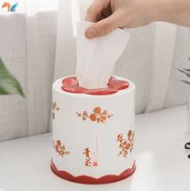 Dining table living room cylinder roll paper barrel drum carton cute creative paper bucket side dual use paper towel box