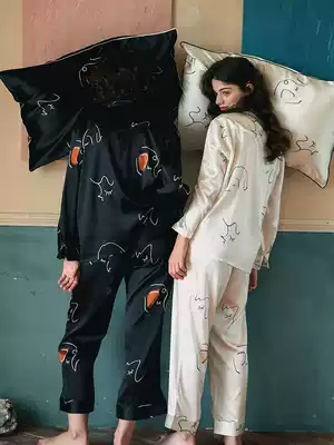 notjustpajama (official) silk pajamas female summer new printed mulberry silk home clothing