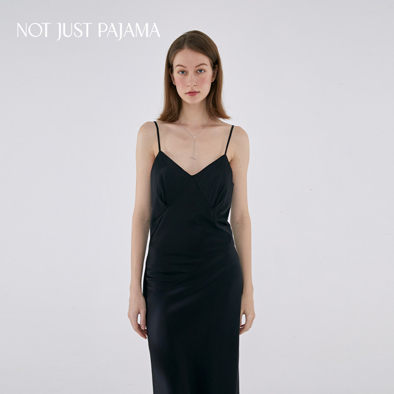 Not JUST Pajama No Bra series true silk sleeping skirt mulberry silk Summer hanging band skirt can be worn out-Taobao