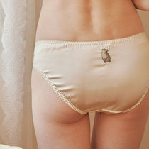 notjustpajama silk underwear female mulberry silk sexy seamless single cat embroidery breifs underwear