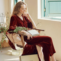 Not JUST Pajama true silk velvet pyjamas woman long sleeve warm mulberry silk thickened home clothes can be worn out