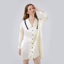 Not JUST Pajama true silk sleeping dress woman long sleeve mulberry silk shirt skirt home Sleeping Clothes can be worn out