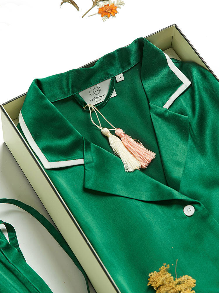 NotJustPajama silk pajamas women's summer 2021 new silk long-sleeved suspender suit home clothes