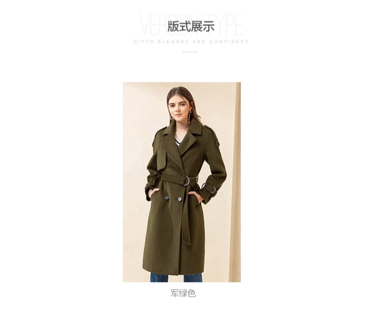 Ditto / Di Tu mùa thu đông mới của phụ nữ thời trang dài áo len ngắn thẳng áo mới - Trung bình và dài Coat áo da nữ dáng dài