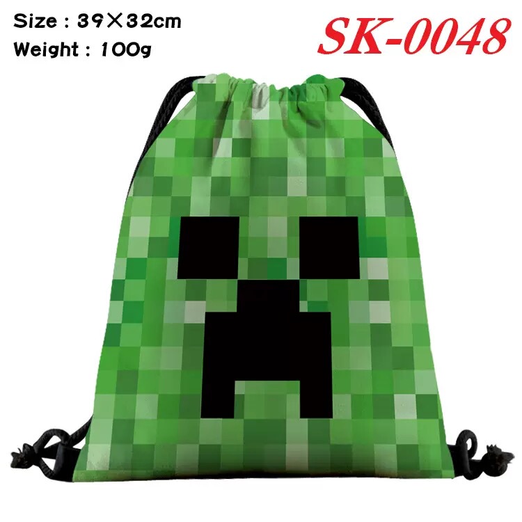 Minecraft Mc Merchandise Full-Color Printed Drawstring Bag Unisex Large Capacity Backpack Storage Bag Creeper