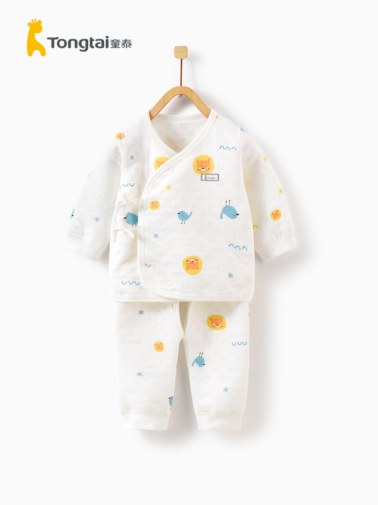 Tongtai autumn and winter newborn clothes Infant heating clothing pants 0-3 early birth baby underwear two-piece set