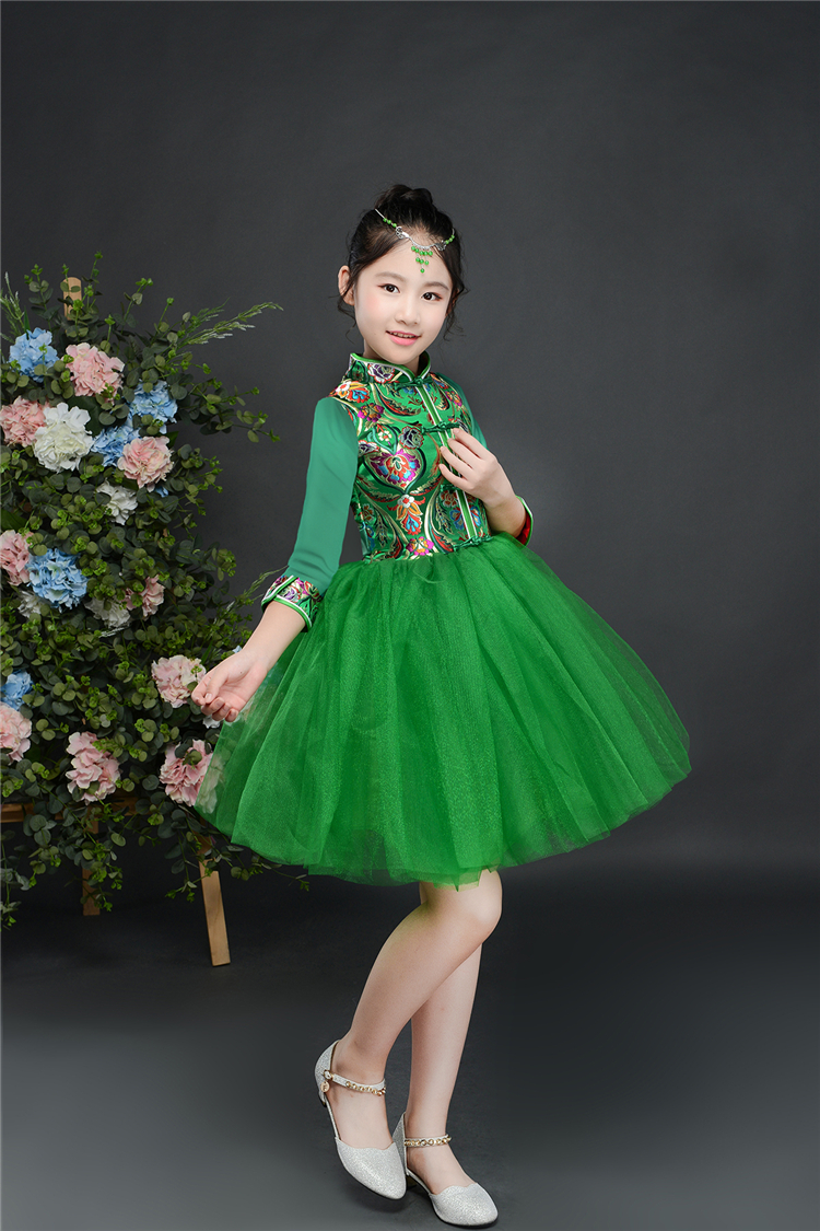 Trang phục thiếu nhi, váy công chúa, khiêu vũ, váy xòe, học sinh tiểu học và trung học, đọc sách tập thể, trang phục hợp xướng thiếu nhi yếm váy múa trẻ em