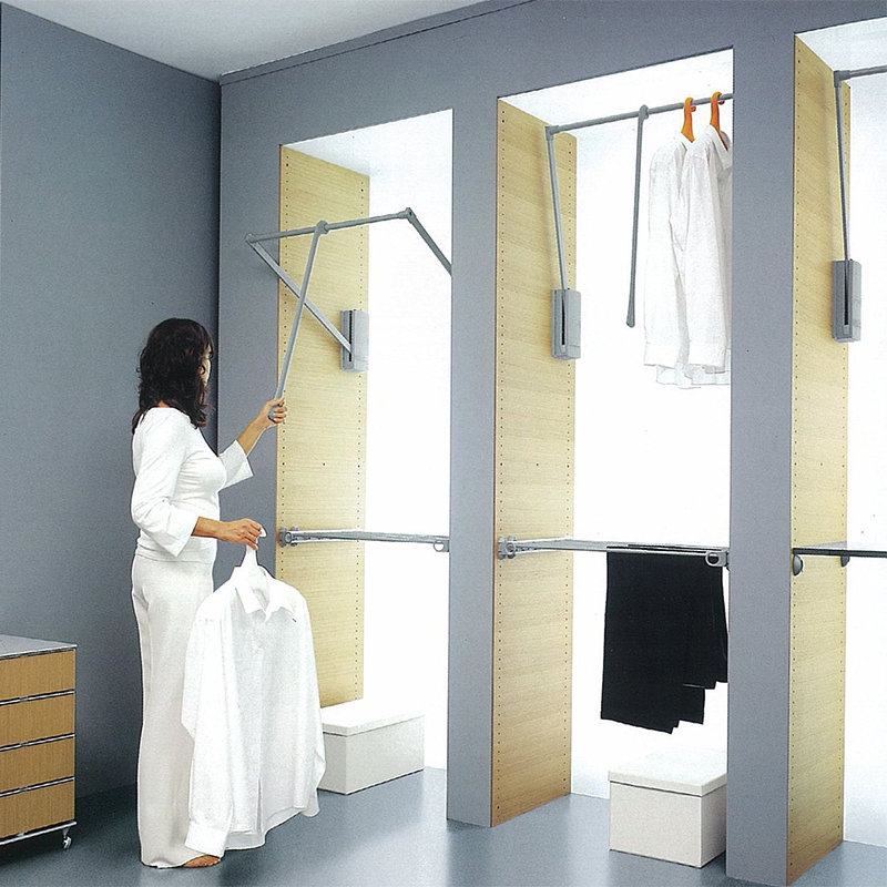 Painted wardrobe lifting clothes bar clothes cabinet pull-down pull rod hanging clothes cloakroom hardware damping crossbar