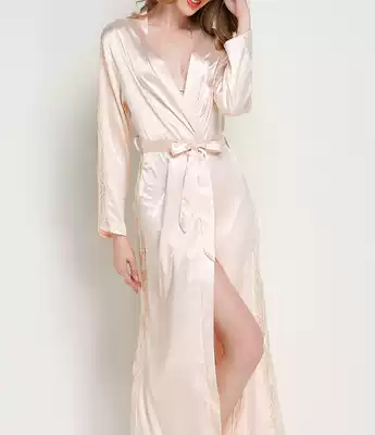 Silk pajamas female long version of dressing gown mulberry silk sexy bathrobe long sleeve luxury home clothing 2020 Summer new net red