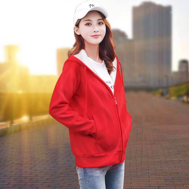 Pure cotton sweater women's 2022 new spring and autumn thin section loose large size top zipper cardigan casual sports jacket