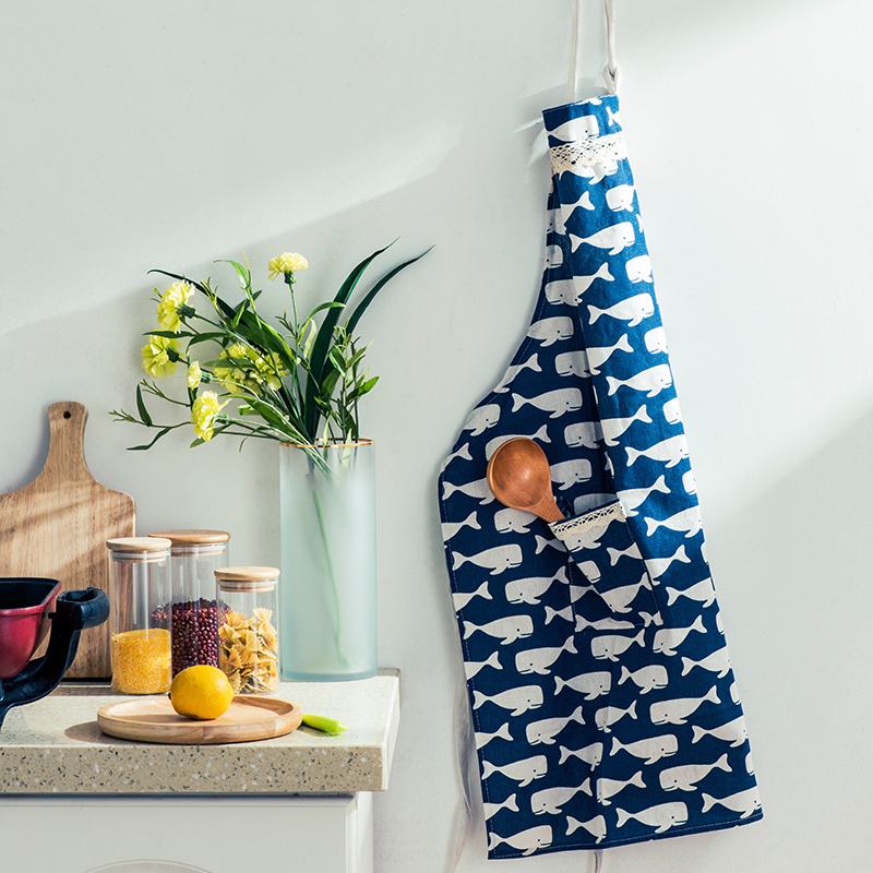 Korean fashion kitchen fabric bakery apron oil-proof overalls couples home creative cooking half apron
