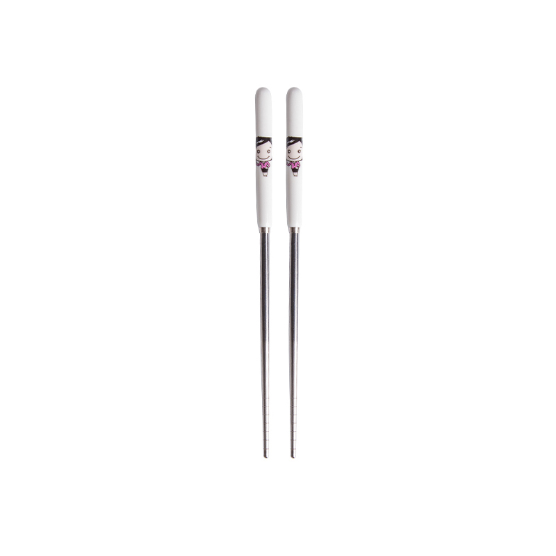 A family of four parent - child chopsticks home lovely ceramic stainless steel children children exclusive one chopsticks on the dining table