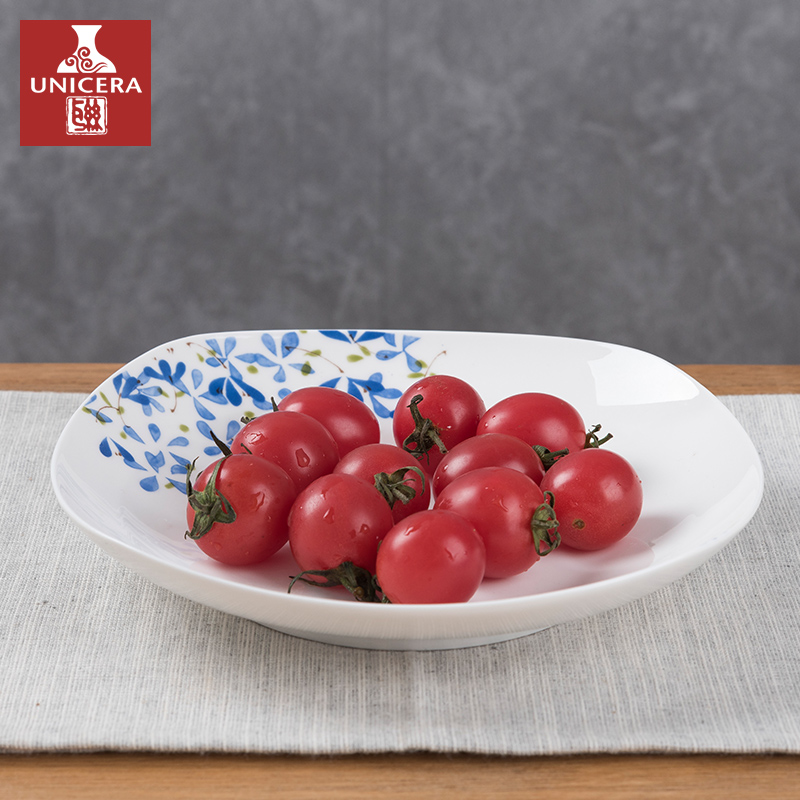 Misty rain, buds (7.5/8.5 of an inch square plate Japanese ceramic household creative ipads porcelain square plate of fruit food dish