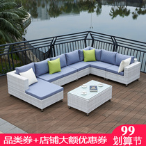 Outdoor sofa outdoor imitation rattan leisure rattan sofa combination living room rattan chair rattan villa garden furniture room