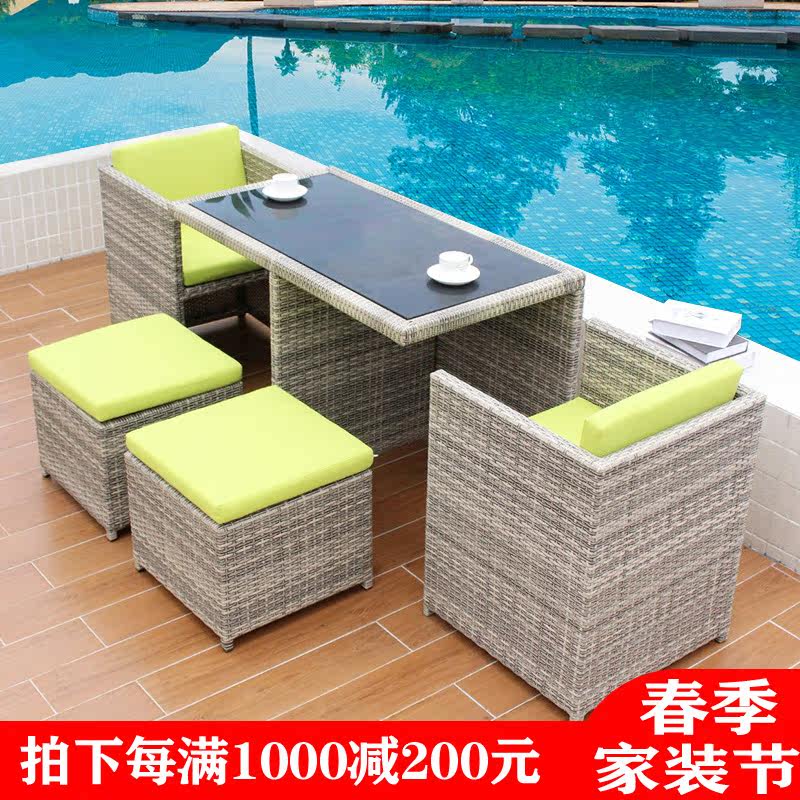 Casual Three Style Suits Nordic Outdoor Balcony Small Table And Chairs Tea Table And Chairs Combined Mesh Red Tea Table Rattan Chair Home Patio Chair