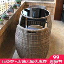 Balcony small table and chair courtyard Net red outdoor creative outdoor table and chair balcony leisure chair Teng chair rattan chair three-piece set