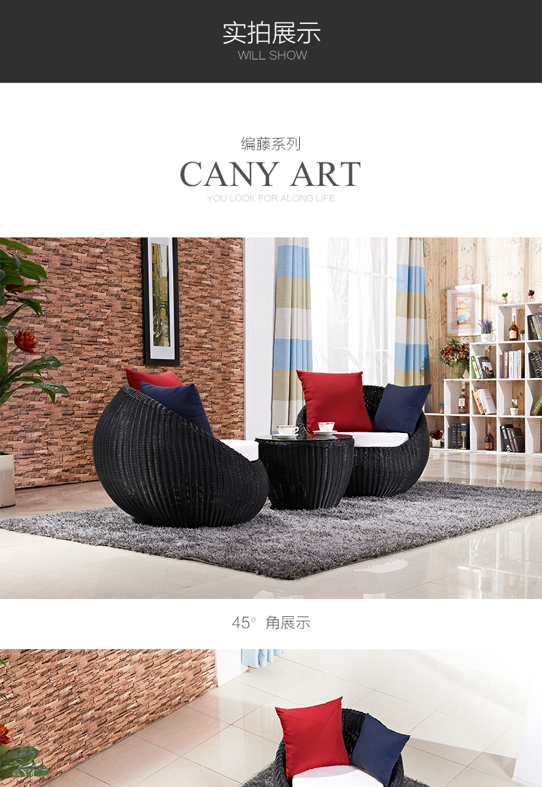 Nắng phòng mây ngoài trời sofa mây mây kết hợp sofa phòng khách ghế sofa ghế sofa sân vườn giải trí không thấm nước ban ghe ban cong