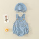 Newborn summer jumpsuit baby go out bag fart clothing baby triangle crawl suit soft denim overalls