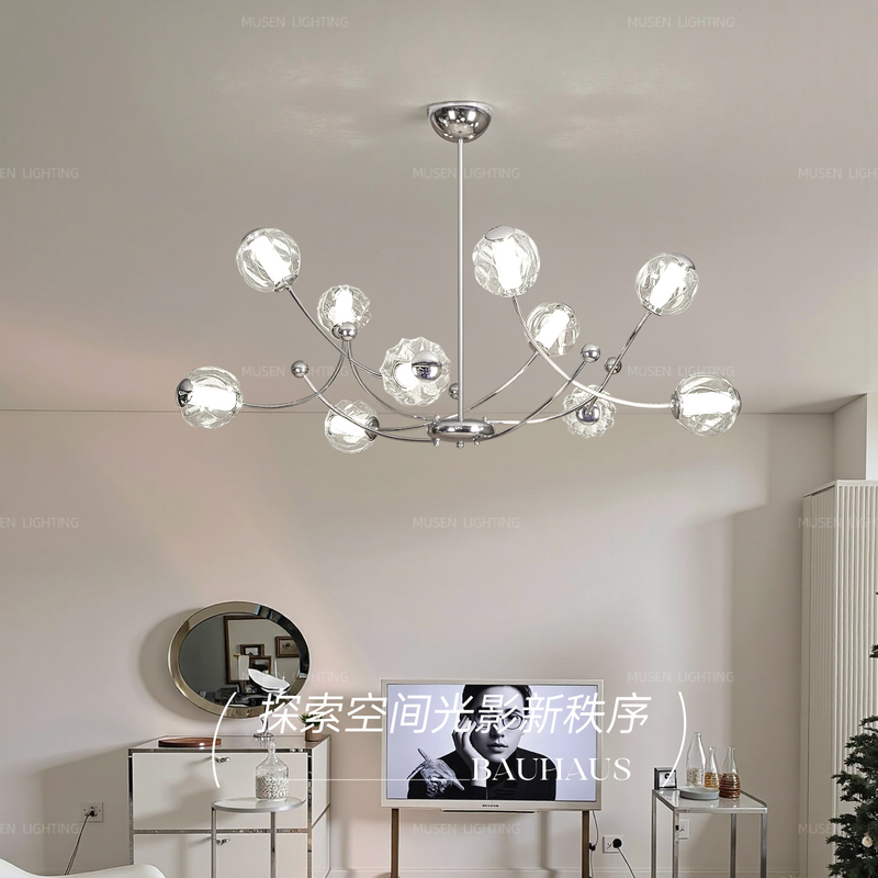 Mussen Star Chain Original French-Style Living Room Chandelier, Ins Light Luxury Bauhaus Art Romantic Light French-Style Lighting Fixtures