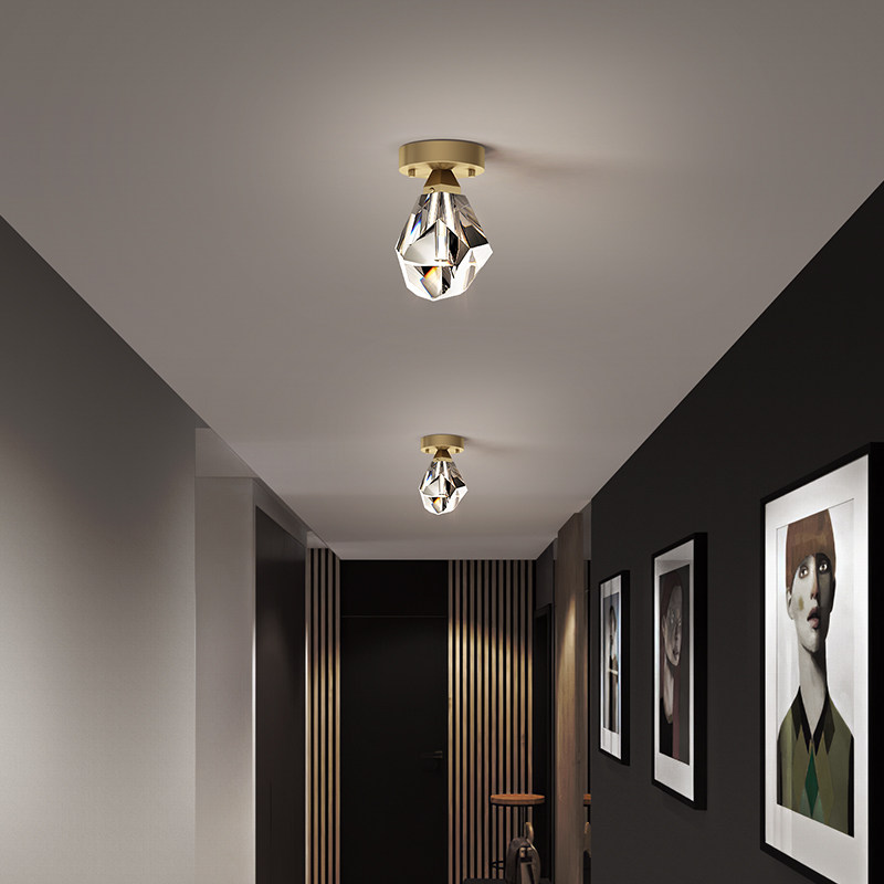Foyer ceiling lamp light luxury all copper corridor crystal lamp porch balcony corridor walkway modern simple cloakroom