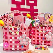 Wedding summer hand-woven bag simple shopping bag bridesmaid small square bag new dopamine plastic handbag