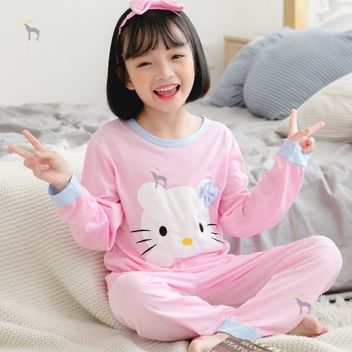 Детская пижама, хлопковый летний весенний тонкий лонгслив для принцессы, детский комплект, подходит для подростков