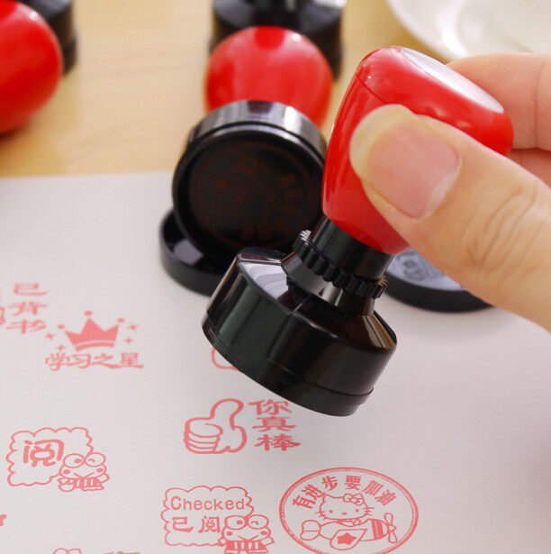 Seal Automatic oil LOGO seal Teacher reward comments Cartoon name stamp Book stamp 30MM