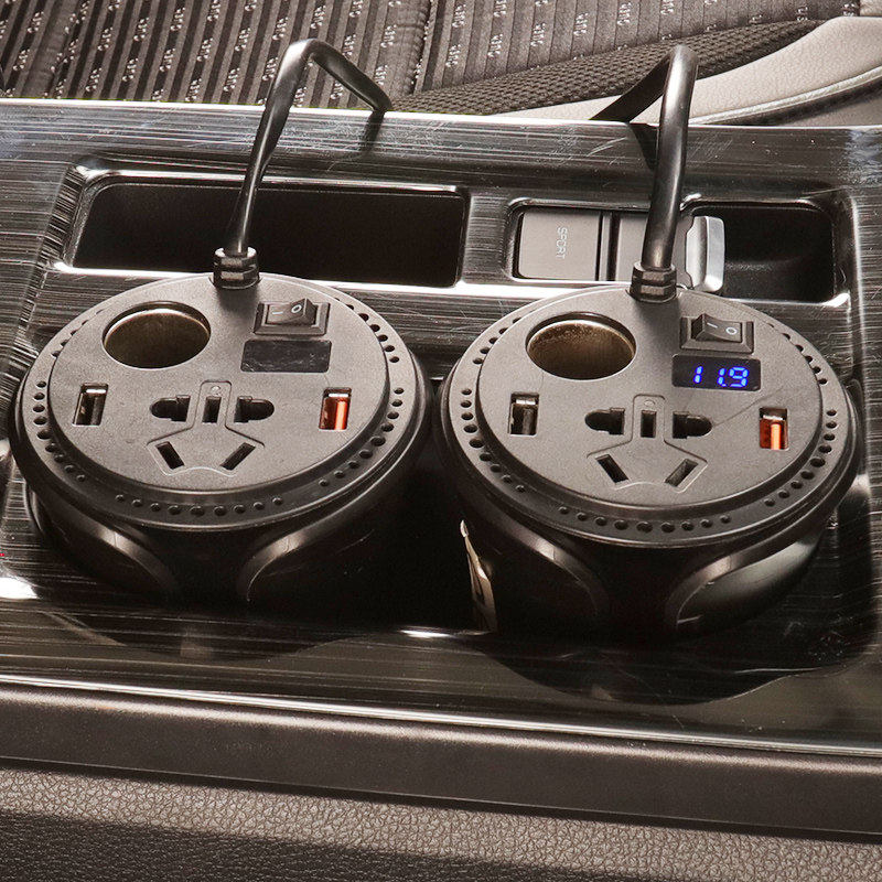 Cigarette Lighter Conversion Plug Cup Type On-board Charger One Tug Triple Multifunction 220v Socket Car Power Plug