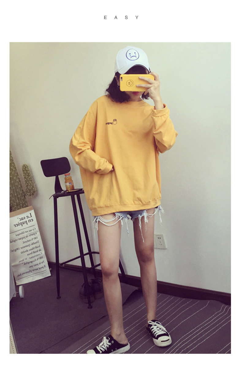 Áo thun rộng cổ nữ kiểu dáng rộng thùng thình của nữ bf gió mùa thu Hàn Quốc phiên bản Hàn Quốc hoang dã siêu lạ áo form rộng nữ