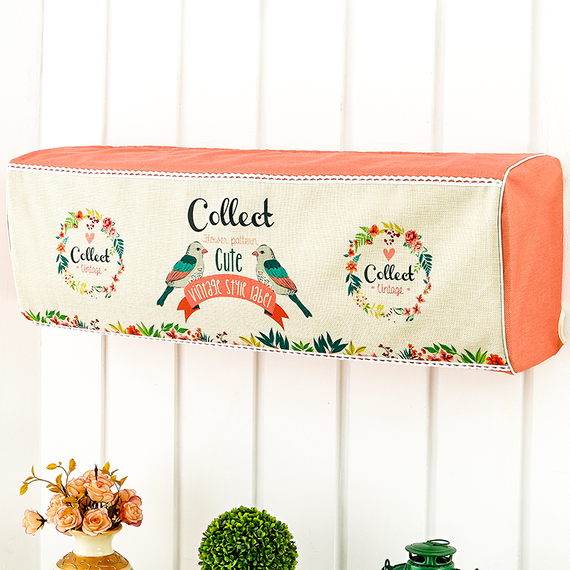 Cotton and linen all-inclusive air conditioning cover Wall-mounted air conditioning cover dust cover Fabric cartoon style liner simple hanging air conditioning cover thickness