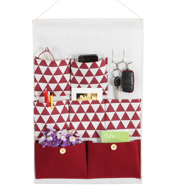 Cotton and linen waterproof storage hanging bag Wall powder room interior door rear storage bag Debris multi-purpose storage storage bag