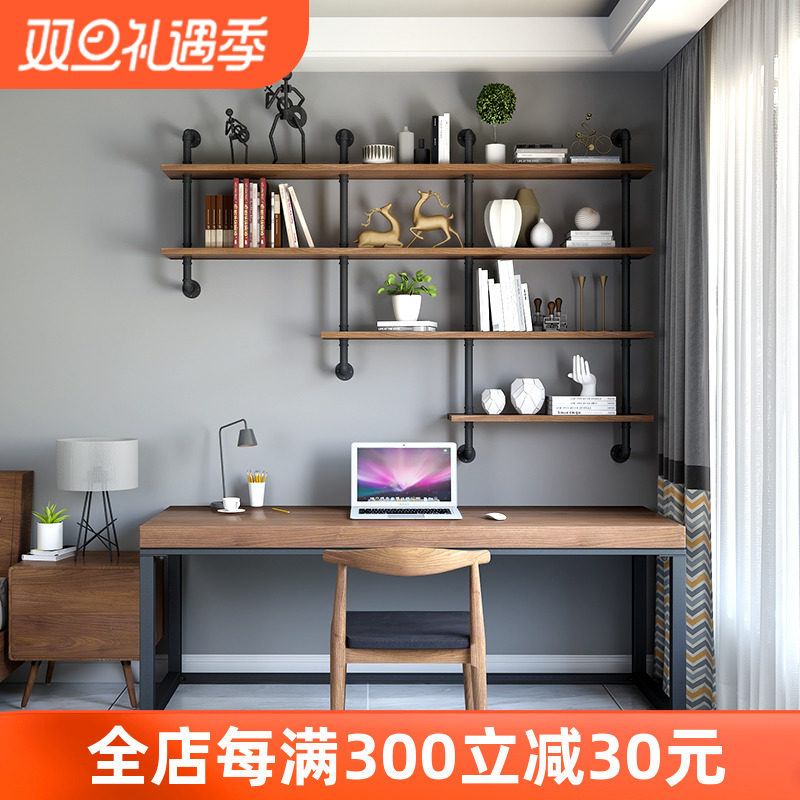 Nordic solid wood home desk small apartment desktop computer desk bedroom study desk bookshelf one table combination