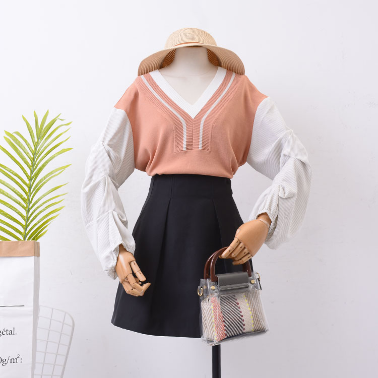 G * 24 v- cổ màu phù hợp với áo len mùa thu 2018 mới lỏng mỏng mỏng khí áo thun áo sơ mi phụ nữ áo len nữ hàn quốc