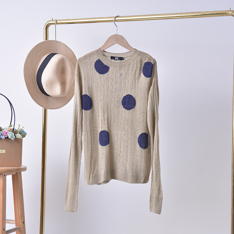 G * 19 2018 Mùa Thu Mỏng Knit Shirt Vòng Cổ Dài Tay Áo Mỏng Dot Joker Cao Cổ Giản Dị Top DK áo len