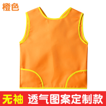 Children Apron Customised Logo Waterproof Anti-Dirty Kindergarten Sleeveless Baby Hood Clothing for a Dining Around pocket Dining Hood