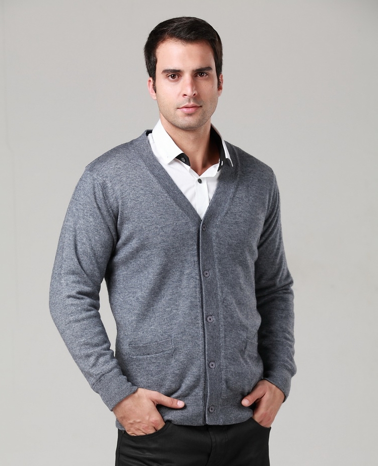 Mùa đông dày trung niên ấm áo len cardigan cashmere áo len mở cha nam áo khoác cộng với phân bón XL