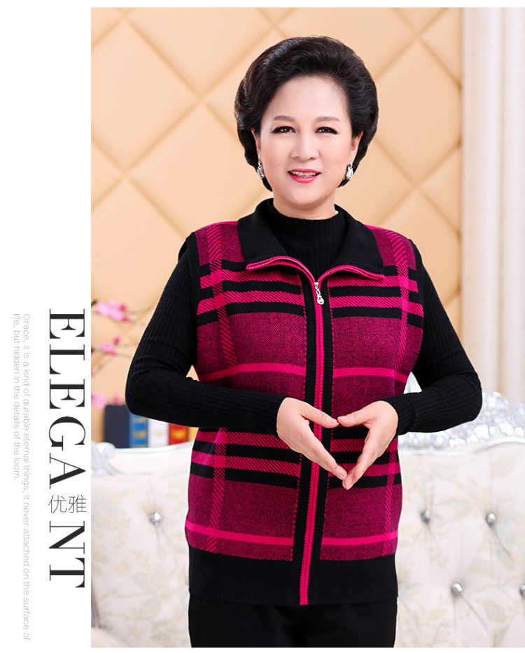 Mùa thu và mùa đông nam trung niên và phụ nữ áo len đan kích thước lớn vest mở đường vuông đôi vai áo len dệt kim