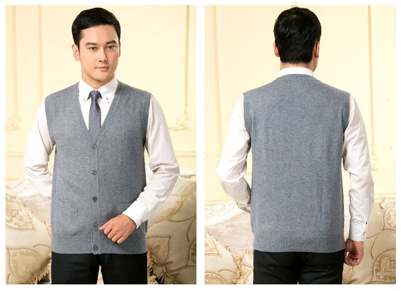 Trung niên và người đàn ông cũ của cashmere vest vest áo len vest mùa xuân và mùa thu phần mỏng len vest đan cardigan kích thước lớn